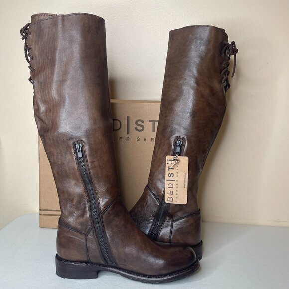 BED STU Manchester Distressed Brown Leather Tall Riding Boots BEDSTU Size 8 - Picture 5 of 16